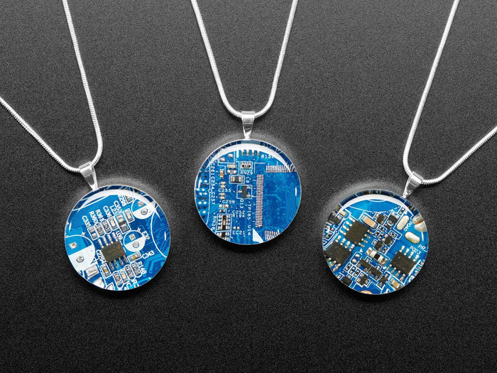 Blue Circuit Board Pendant Necklace with Silver Chain [Discontinued] by Circuit Breaker Labs - The Pi Hut