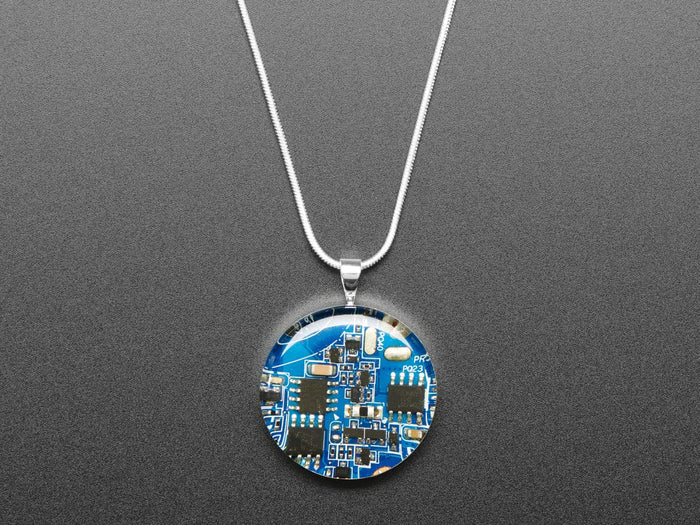 Blue Circuit Board Pendant Necklace with Silver Chain [Discontinued] by Circuit Breaker Labs - The Pi Hut