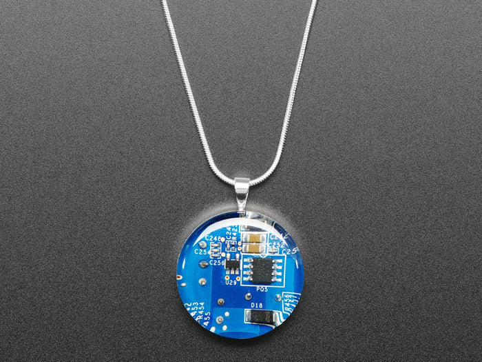 Blue Circuit Board Pendant Necklace with Silver Chain [Discontinued] by Circuit Breaker Labs - The Pi Hut
