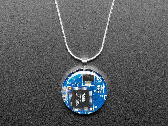 Blue Circuit Board Pendant Necklace with Silver Chain [Discontinued] by Circuit Breaker Labs - The Pi Hut