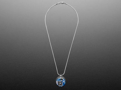 Blue Circuit Board Pendant Necklace with Silver Chain [Discontinued] by Circuit Breaker Labs - The Pi Hut