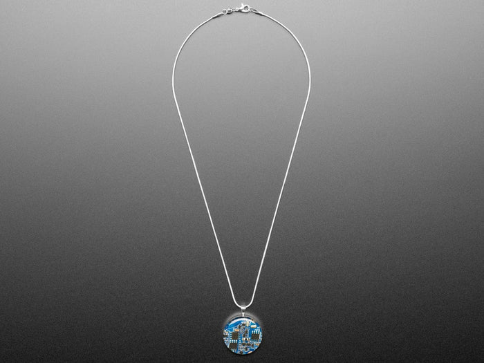 Blue Circuit Board Pendant Necklace with Silver Chain [Discontinued] by Circuit Breaker Labs - The Pi Hut