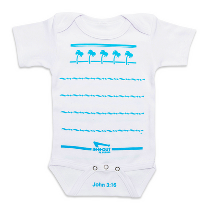 front of blue onesie