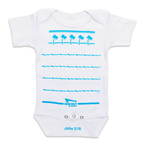 front of blue onesie