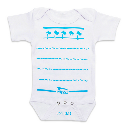 front of blue onesie