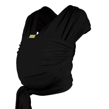 A Boba Classic Baby Wrap, made from a soft 95% French Terry cotton blend and 5% Spandex. Ergonomic, award-winning design fits babies from 7 Ibs to 35 Ibs, best up to 20 Ibs. Machine washable, dryer friendly, and certified hip-healthy. Black