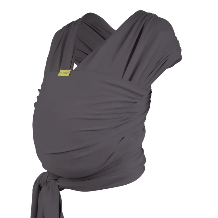 A Boba Classic Baby Wrap, made from a soft 95% French Terry cotton blend and 5% Spandex. Ergonomic, award-winning design fits babies from 7 Ibs to 35 Ibs, best up to 20 Ibs. Machine washable, dryer friendly, and certified hip-healthy. Organic Dark Gray