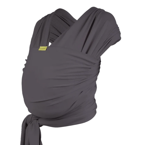 A Boba Classic Baby Wrap, made from a soft 95% French Terry cotton blend and 5% Spandex. Ergonomic, award-winning design fits babies from 7 Ibs to 35 Ibs, best up to 20 Ibs. Machine washable, dryer friendly, and certified hip-healthy. Organic Dark Gray