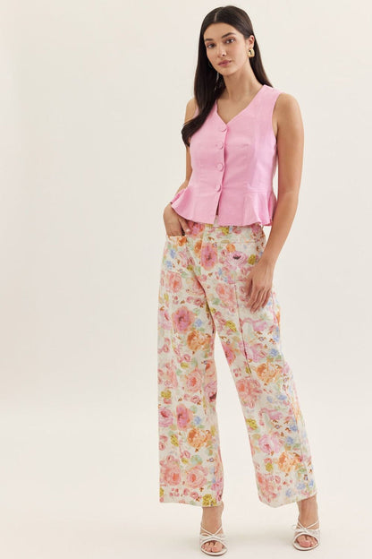 Botanical Gardens Printed Wide Leg Pants