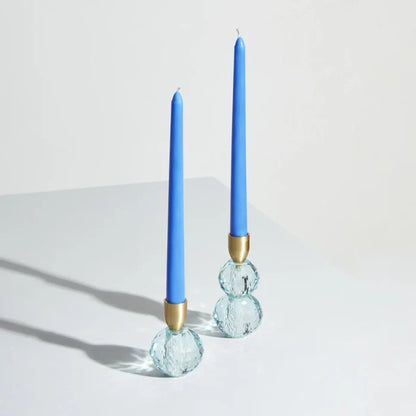 Bougeoir Karaca Home Vicki en verre, bleu, 6x13 cm