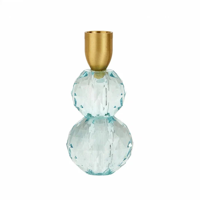 Bougeoir Karaca Home Vicki en verre, bleu, 6x13 cm