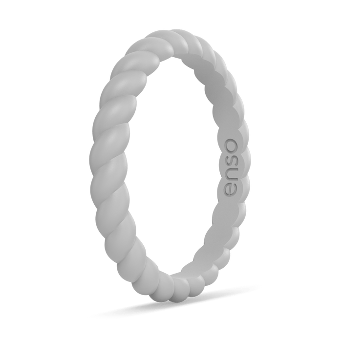 Braided Stackable Silicone Ring - Misty Grey