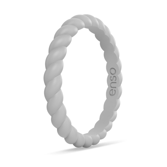 Braided Stackable Silicone Ring - Misty Grey