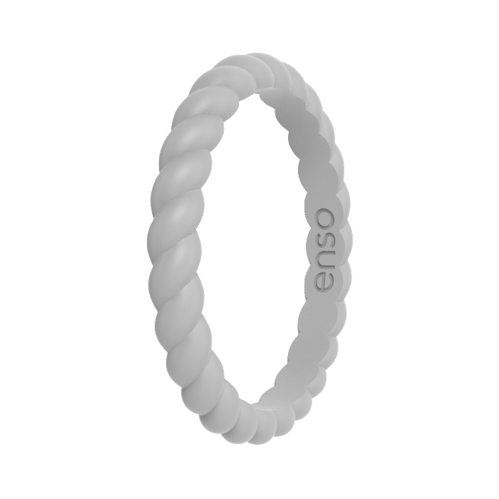 Braided Stackable Silicone Ring - Misty Grey