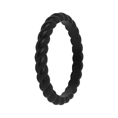 Braided Stackable Silicone Ring - Obsidian