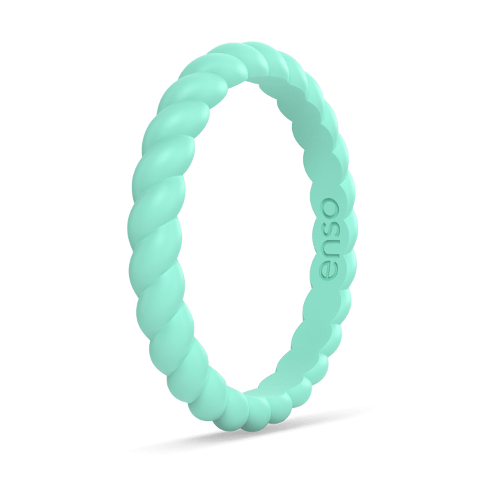 Braided Stackable Silicone Ring - Turquoise