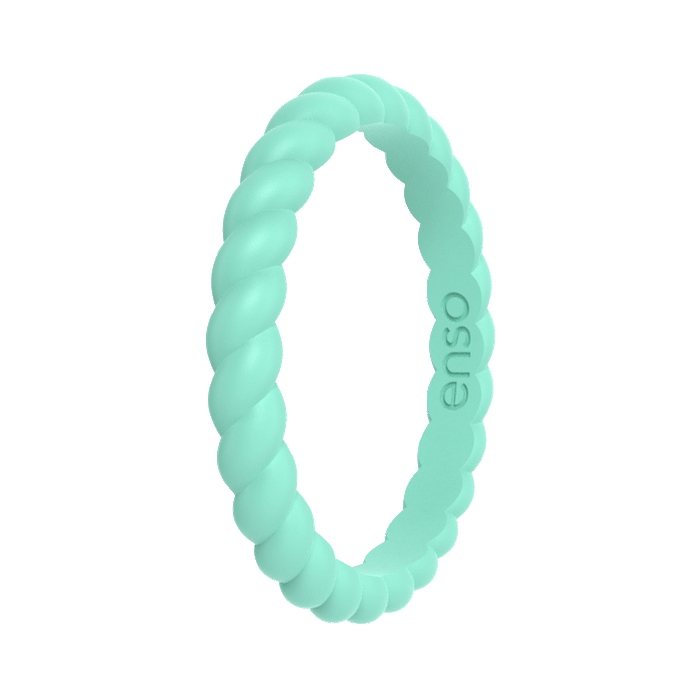 Braided Stackable Silicone Ring - Turquoise