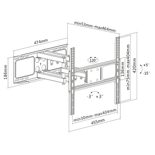 BRATECK 37″-65″ Full Motion TV Wall Mount