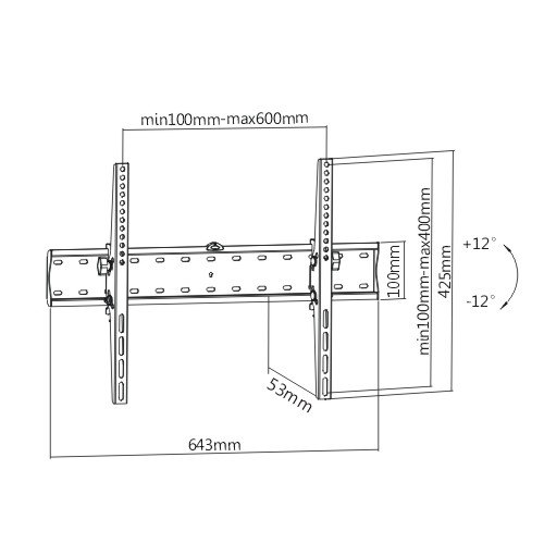 BRATECK 37"–75" Fixed with Tilt Flat TV Wall Mount