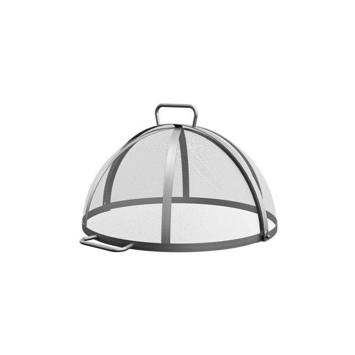 Dome shaped mesh cover with a handle on a white background