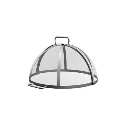 Dome shaped mesh cover with a handle on a white background