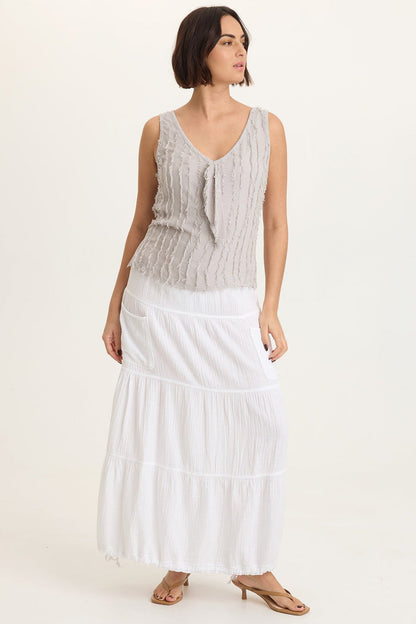 XCVI Brisa Stripe Voile Tie V-Neck Tank