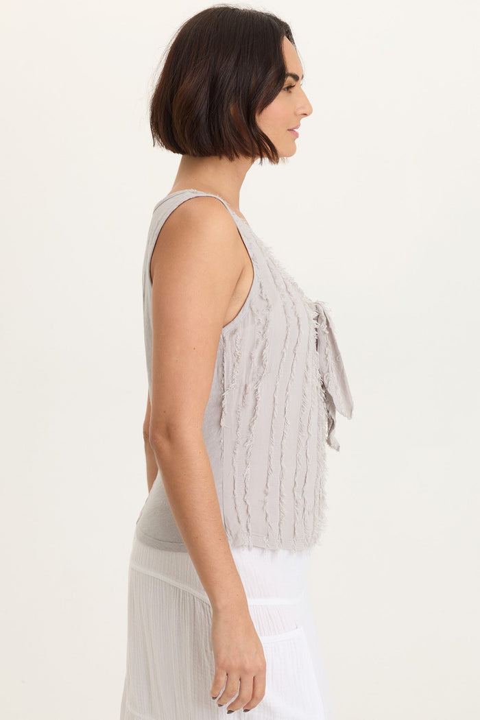 XCVI Brisa Stripe Voile Tie V-Neck Tank