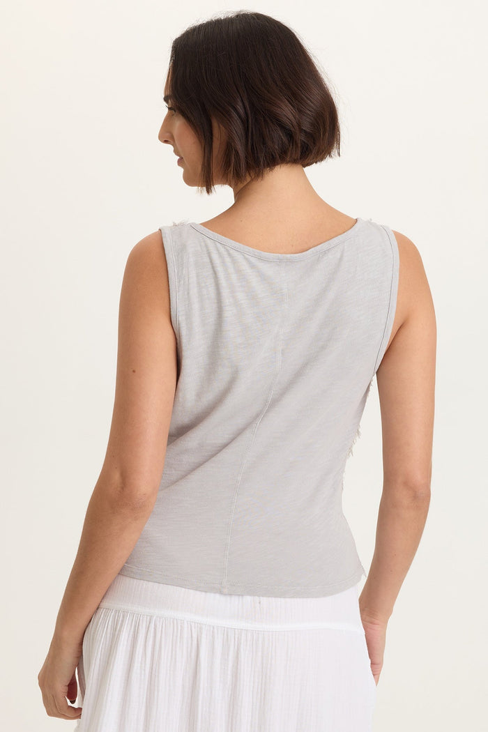 XCVI Brisa Stripe Voile Tie V-Neck Tank