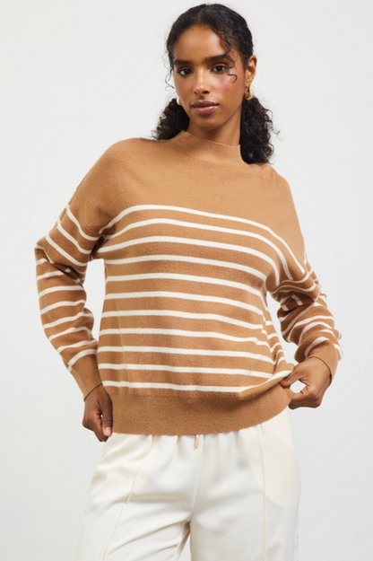 Canyon Stripe Funnel Neck Knit Sweater