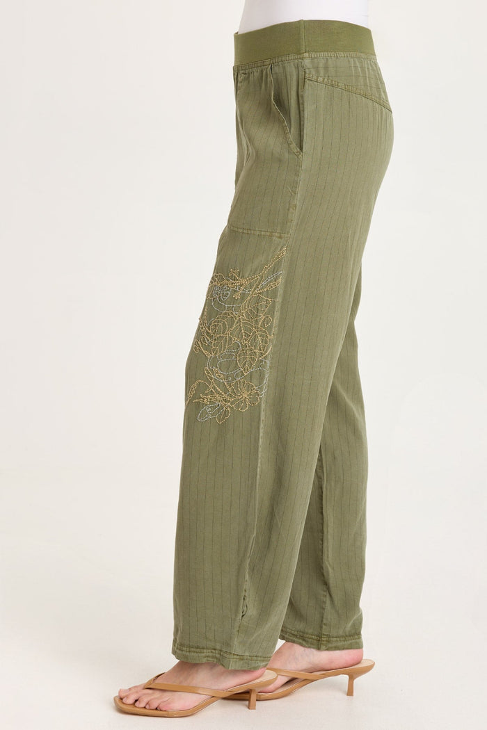 XCVI Carell Embroidered Pinstripe Pleated Leg Pant