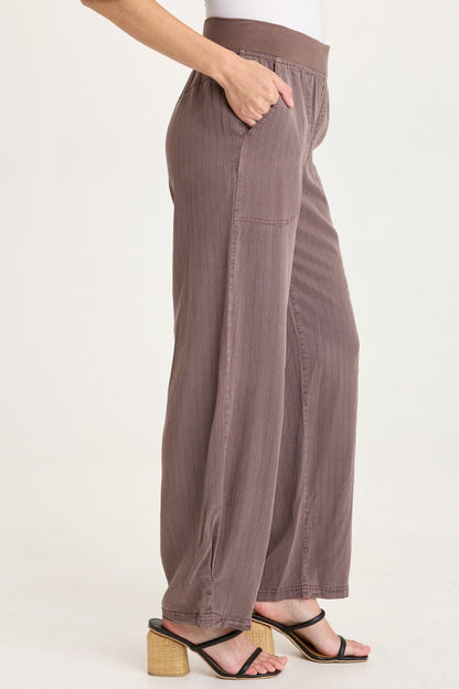 XCVI Carell Embroidered Pinstripe Pleated Leg Pant
