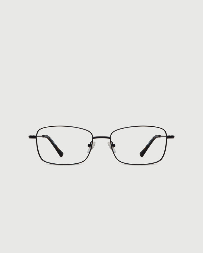 Charcoal::Casper Wide Eyeglasses rectangle black metal front