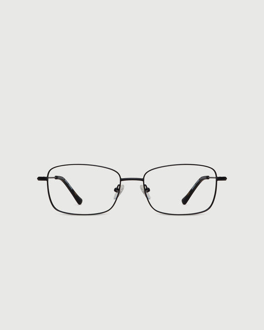 Charcoal::Casper Wide Eyeglasses rectangle black metal front