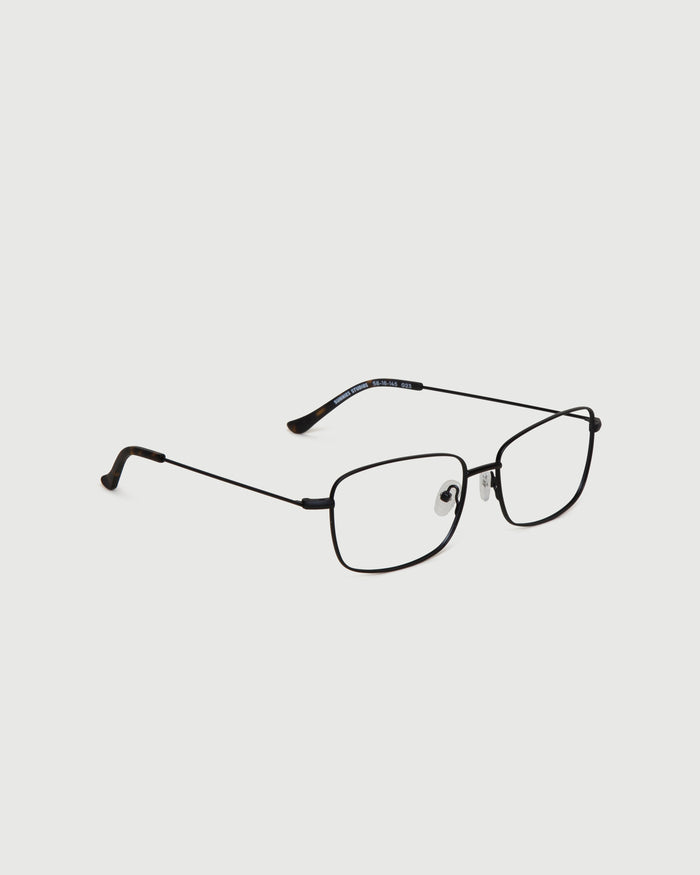 Charcoal::Casper Wide Eyeglasses rectangle black metal front diagonal