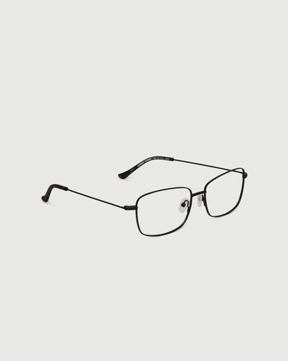 Charcoal::Casper Wide Eyeglasses rectangle black metal front diagonal