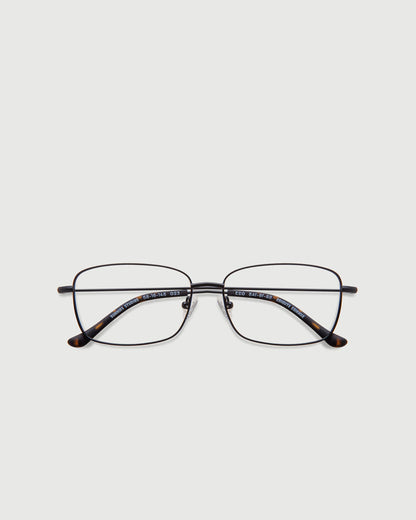 Charcoal::Casper Wide Eyeglasses rectangle black metal top