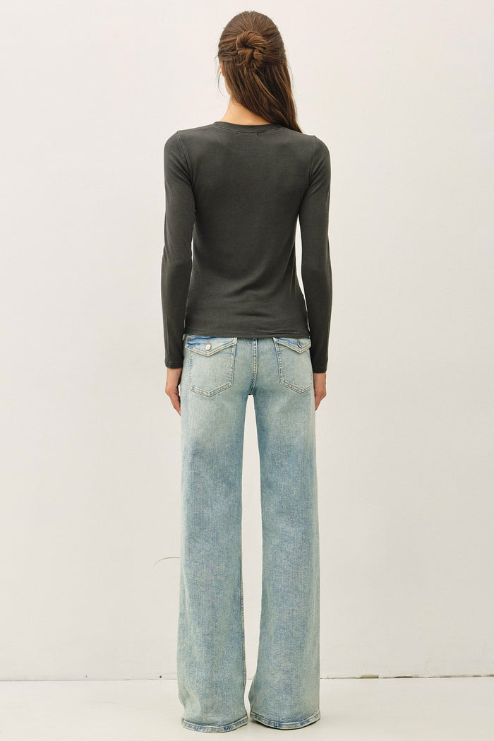 Cassie Ribbed Crewneck Long Sleeve Top