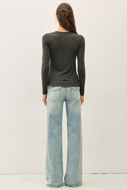 Cassie Ribbed Crewneck Long Sleeve Top