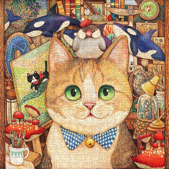 Welcome to the creative world of a cat artist — can you spot all the feline-friendly details?