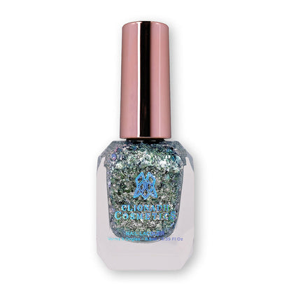 Bottle of nail polish containing Catacomb Nail Laquer on white background.