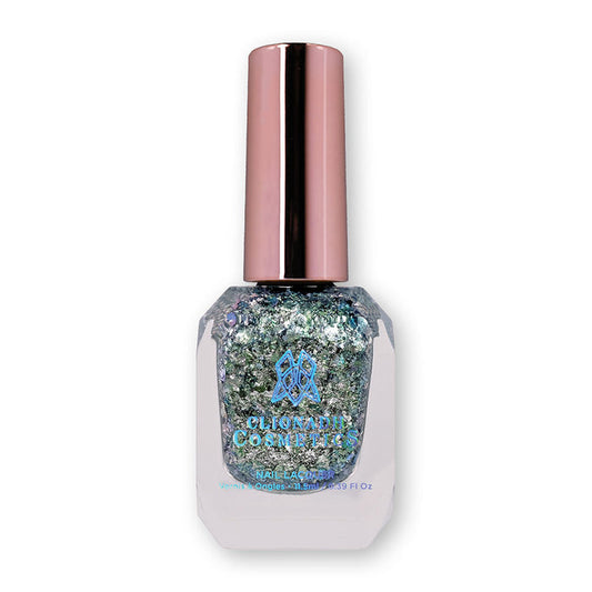 Bottle of nail polish containing Catacomb Nail Laquer on white background.