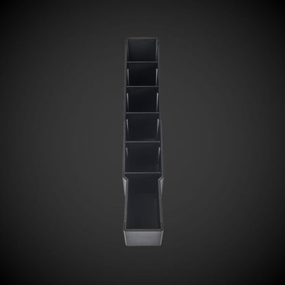 Black Centre Divider Pack (Standard Full Width Packout) with five square compartments on a dark gray background