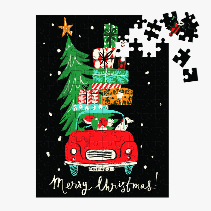 Christmas Car 130 Piece Jigsaw Puzzle Ornament 100 Piece Puzzles Louise Cunningham