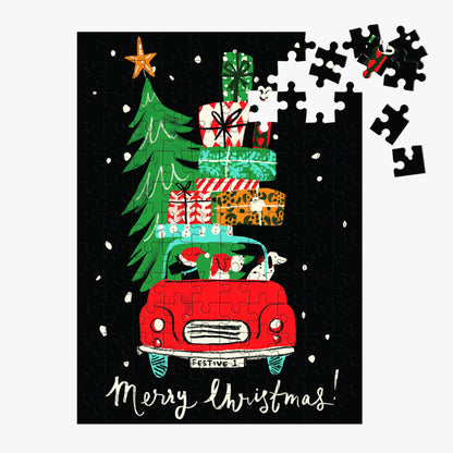 Christmas Car 130 Piece Jigsaw Puzzle Ornament 100 Piece Puzzles Louise Cunningham