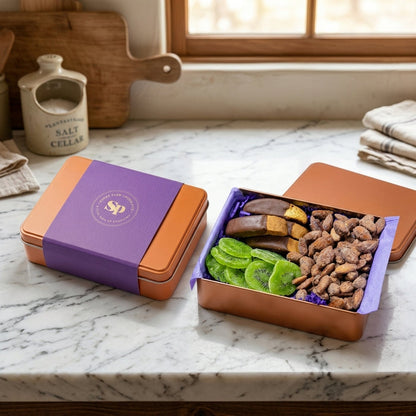 Cinnamon Almond Dried Fruit & Chocolate Dipped Salted Caramel Biscotti Gift Tin