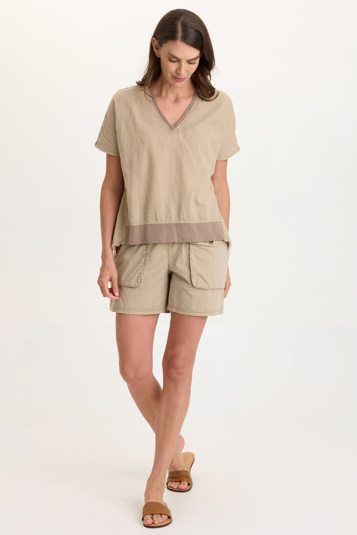 Wearables Clara Cotton Linen V-Neck Top