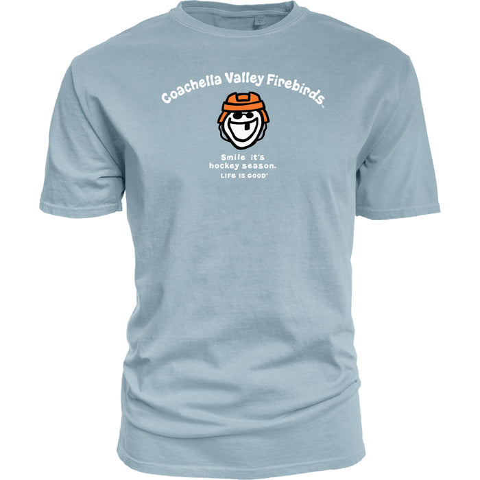 Coachella Valley Firebirds Life is Good Hockey Smile Tee Blue