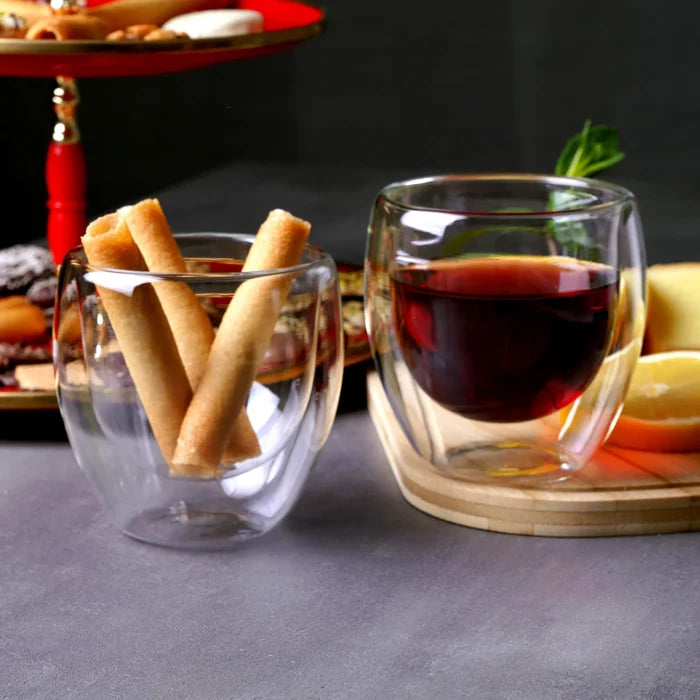 Coffret de tasses à cappuccino Karaca à double paroi en verre borosilicate pour 2 personnes