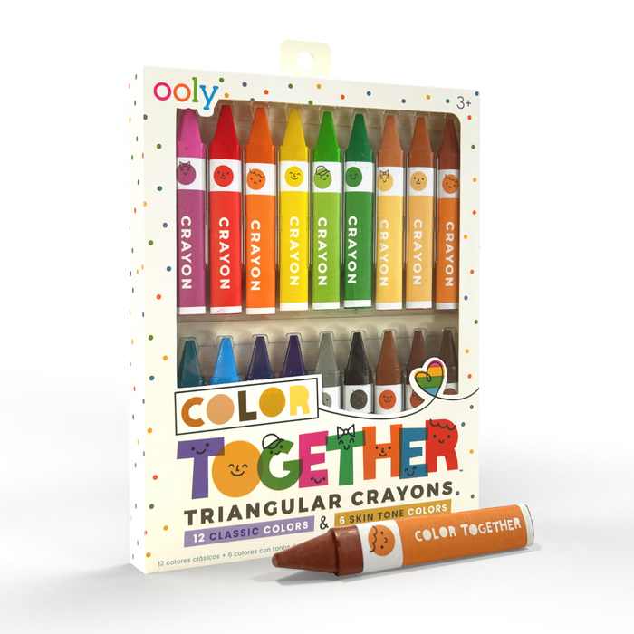Quarter angle of OOLY Color Together Triangular Crayons on a white background