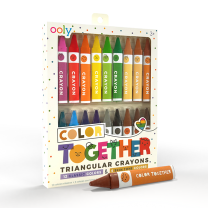 Quarter angle of OOLY Color Together Triangular Crayons on a white background